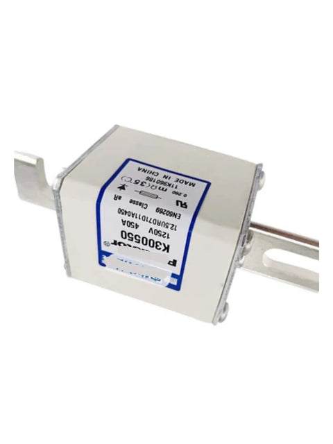 Get That K300550 Fuse Material Protector Right For Your Circuit, white PCB fuse component with terminals for circuit protection.