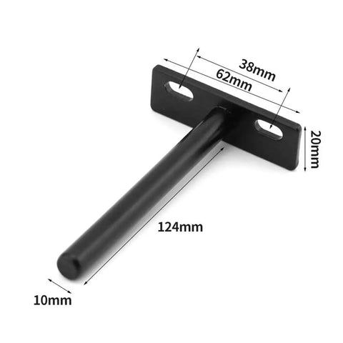 Built Tough T Shaped Wall Bracket Premium Silver Shelf Support Invisible Anti Rust Metal Partition Hanger, 124mm long