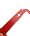 Close-up of red J Hook from 5 Pack Steel Beekeeping Hive Tools J Hook Hive Scraper Tools Bee Frame Lifter And Scraper Equipment For Beekeepers