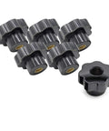 Screw On Knurled Clamping Knob Set M8 Thread Black And Gold Plastic Metal Handle 7 Pieces