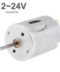 R280 DC Motor 12-24V High Speed Micro Motor 24000 RPM Pack of 5 for DIY with steel build, close-up view showing 24000RPM marking