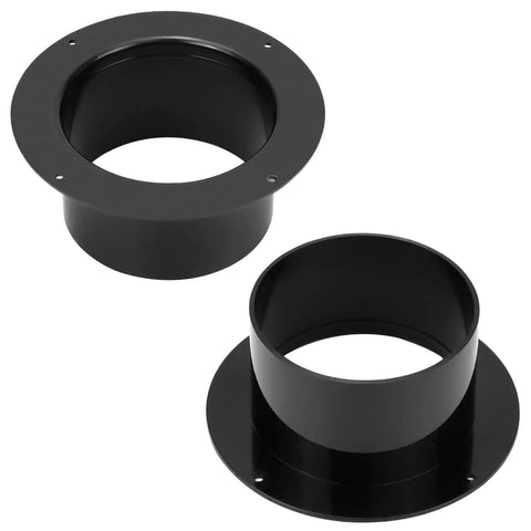 4 Inch Duct Connector Flange for Ductwork and Dryer Vents, ABS Plastic Hose Adapter for Dust Collection, Black, front view