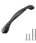 Oil Rubbed Bronze Cabinet Pull Handle Six And A Quarter Inch Length Five Inch Center To Center Traditional Style with screws