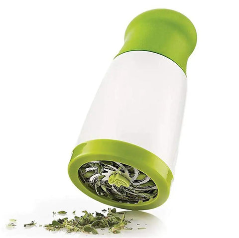 Handy Multi-Function Herb Mill And Chopper With Stainless Steel Blades For Easy Grinding And Finely Minced Spices And Fresh Herbs, Perfect For Pesto, Spice Blends, Garlic, And Chopped Ingredients, White And Green Dishwasher Safe For Quick Cleanup