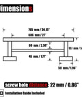 Dimensions diagram of Stainless Steel Towel Bar 30 Inch with Brushed Finish Wall Mount Rack, displaying measurements and components.
