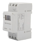 Programmable Timer Switch With Weekly Cycle For Automatic On Off Of Lights And Appliances No Fuss Setup 16 Daily On Off Periods Capacitive Touch Buttons Reliable Circuit Protection Easy Home Automation white DIN rail digital time switch