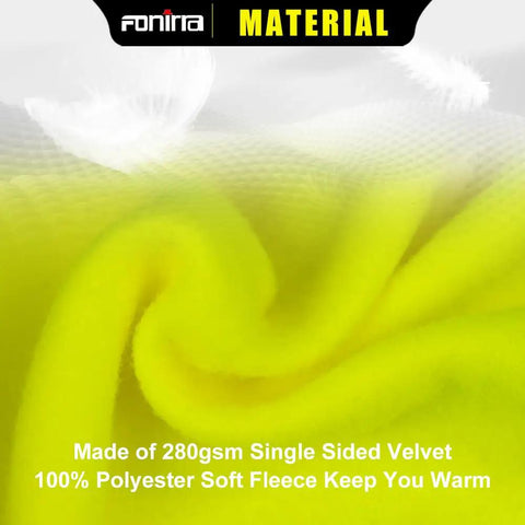 Hi Vis Safety Fleece Zip Hoodie for Men With Reflective Trim ANSI Class 3 Workwear material close-up 280gsm fleece