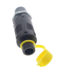 Oil Drain Valve With Tube And Cap For Lawn Mowers, quarter turn valve with hose and cap, 3/8 x 18 NPTF threads, side view