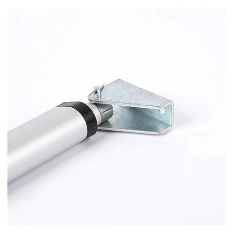 2-piece U-shaped linear actuator bracket, galvanized metal with bolt holes for motor mounting (close-up)