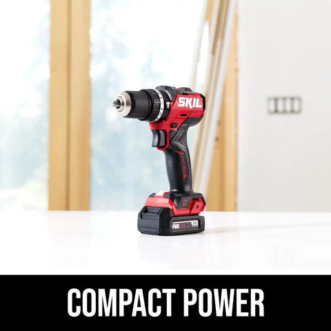 Compact Brushless Hammer Drill Kit With 12V Power Core, 1/2 Inch Keyless Chuck, LED Work Light, 2Ah Battery And Quick Charger