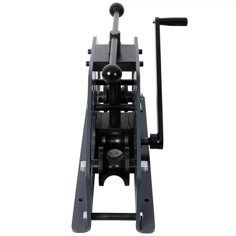 Heavy Duty Manual Tube Roller Bender, carbon steel, front view, hand crank design for precise tube bending.