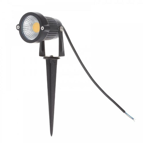 Dope High Power Outdoor COB LED Landscape Lights Pack Of 2 With Spiked Stands, 5W Warm White, Cast Aluminum, Single Light