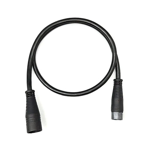 Ebike Extension Cable 2Pin To 6Pin Waterproof IP66 60cm Double Ended Connector, flexible black cable, female to male ends