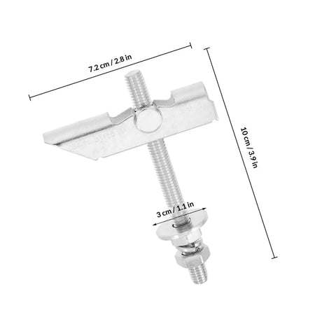 Heavy Duty Metal Toggle Bolt And Nut Set 12 Pack M8x72mm For Drywall And Hollow Walls with measurements in cm and inches