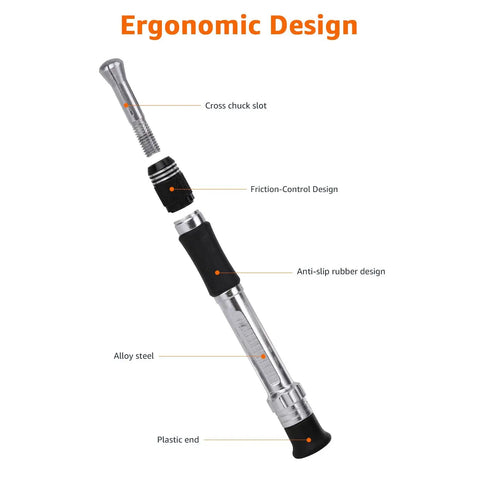 Ergonomic design handle of 29-Piece Precision Hobby Knife Set With Razor Sharp Blades, Pro Grade Modeling Tools, Anti Slip Rubber Grip