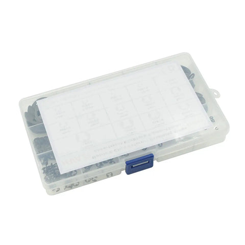 External E Clips Retaining Rings Kit, 420-Piece Metric Assortment From 1.2mm To 15mm, storage box with labels visible