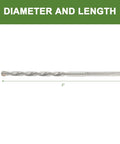 Side view of masonry drill bit, 1/8 in diameter, 3 in length, 3-flat shank
