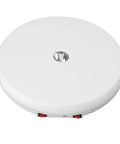 Premium 10 Inch Electric Rotating Display Stand With Bright LED Lights And Zero Noise Motorized Turntable top view showcasing the sleek white design.