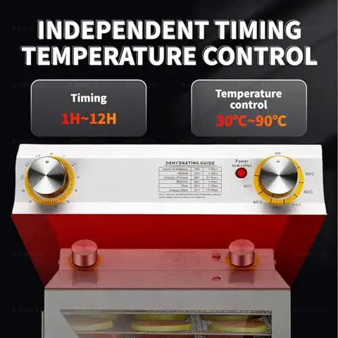 Control panel of Heavy Duty Food Dehydrator Loaded With 12 Spacious Trays And Quick Temperature Control for precise drying.