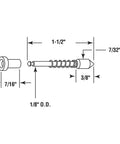 Hella Sturdy Nylon Plunger Bolts Spring Loaded Window Screen Latch Dead Simple Swap Built Solid Frame Compatible Smooth Operation Secure Fastener 4 Pack technical diagram showing dimensions of bolt.
