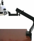 Professional Trinocular Stereo Zoom Microscope With Long Working Distance For Precision Inspection Of Circuits And Dental Appliances Includes 10x Wide Field Eyepieces For Clear Comfortable Viewing, on articulating arm