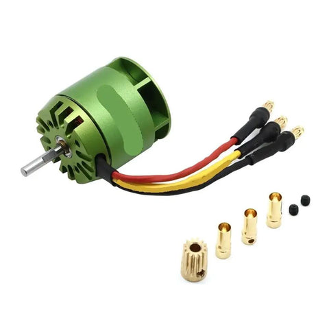 High Power 4000KV Brushless Motor For 450 Class Drones And Helicopters, Snaps In Without Tools, green motor and connectors