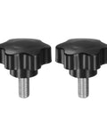 Hefty Two Piece Star Knobs Featuring Snappy Black Plastic Six Star Heads And Nasty Strong 304 Stainless M10 Threads for quick hand twists.