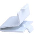20 Pack Adjustable White Steel Pilaster Shelf Support Clips For 255 Series Pilasters, single clip showcasing the sleek design and adjustable feature.