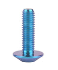 Blue Titanium M5 20mm Button Torx Bolt T25 Drive in focus, showcasing its corrosion resistance and lightweight design.