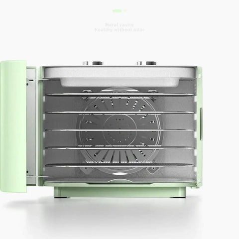 Electric Food Dehydrator Stainless Steel Beef Jerky Maker And Vegetable Dryer With 360 Circulating Air view of interior metal cavity