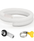 5 Ft Air Conditioner Drain Hose Kit Flexible Durable Tubing For Condensate Drainage No Fuss Easy Install For Mini Split Portable AC Washer Dishwasher And Faucet; includes polyethylene tubing, connector, and clamp.