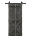 Front view of 36 Inch By 84 Inch DIY Wood Bi-Fold Barn Door Kit With Carbon Gray Stain, Slick Sliding Hardware Included