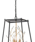Black And Gold Crystal Farmhouse Chandelier Pendant With Adjustable Chain For Bedroom Dining Room Foyer Entryway And Kitchen Island 15 Inch Diameter A Boss Statement Light For Modern Homes, close-up view.