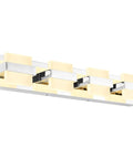 4 Light Chrome LED Vanity Light Fixtures Over Mirror, Modern Bathroom Lighting, 27 Inch, Warm White Glow, Non Dimmable