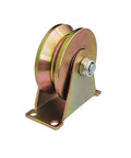 Tough As Nails 3 Inch V Groove Caster Wheels With Mounting Bracket For V Track Rails close-up of rigid steel wheel with bracket.