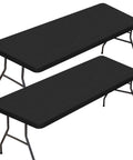 2 Pack Rectangle Fitted Table Covers For 6 Foot Tables 30 Inches Wide By 72 Inches Long Stretchy Black Spandex Polyester Washable