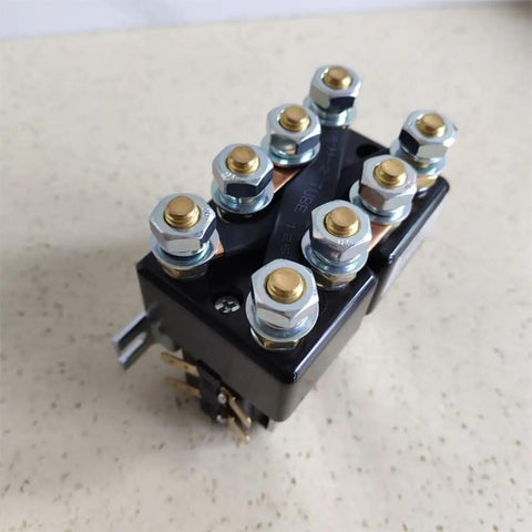 Top Shelf Sw822 Replacement Contactor 48V DC 100 Amps Double Pole Single Throw with five connectors for heavy-duty applications.