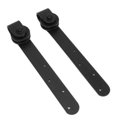 Heavy duty roller set for Rustic Barn Door Hardware Kit For Sliding Wooden Doors, black metal components, DIY friendly install.