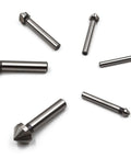 Six-piece set of silver HSS 90-degree chamfering end mills, 3-flute