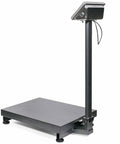 Heavy Duty Digital Floor Platform Scale 600 Lb Capacity Postal Weight Station Outdoor Indoor Use Built Tough For No Sweat Shipping And Pet Weighing Operations At Home Base Or Warehouse, showing scale with display and base.