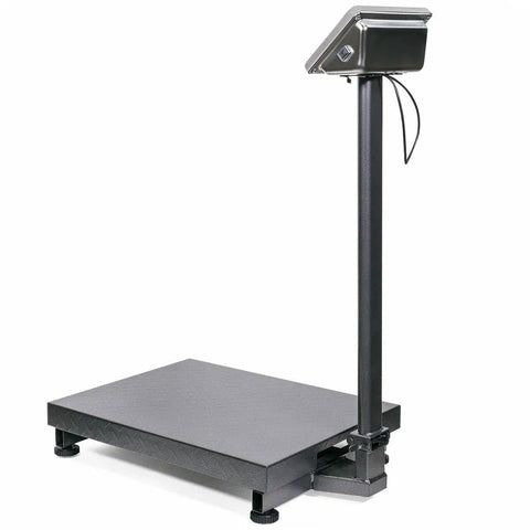 Heavy Duty Digital Floor Platform Scale 600 Lb Capacity Postal Weight Station Outdoor Indoor Use Built Tough For No Sweat Shipping And Pet Weighing Operations At Home Base Or Warehouse, showing scale with display and base.