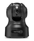 Indoor Wireless Security Camera 1080P With Alexa, Pan Tilt WiFi IP Dome, black design, front view, home or office use