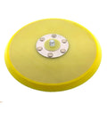 2-Pack 6 Inch Vinyl PSA Sanding Backing Pads For Power Drills, self-adhesive backing plate with yellow vinyl surface and center mounting.