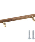Set Of 4 Wood Drawer Pulls With 5 Inch Center Hole For Dresser Drawers Cabinets Kitchen Wardrobe 6.6 Inch Length 168mm By 15mm By 41mm Includes Screws Durable Wooden Handles For Rustic Modern Furniture shown with two screws for installation.