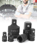 Rugged 6 Piece Impact Socket Adapter Kit With Hard Cr Mo Steel Sleeves For 1/2 And 1/4 Inch Drives on repair bench