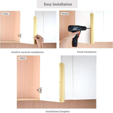 Installation of Edge Finger Pull For Cabinets And Drawers, Concealed Aluminum Hidden Door Handle, Brushed Brass 5 Inch