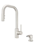 Zanna Kitchen Faucet With Pull Down Sprayer And Soap Dispenser Single Handle High Arc Spot Defense Stainless Steel Finish