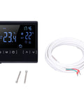 Floor Heating Thermostat With 16A Dual Temperature Control For Electric Heating Systems, Smart Memory, Auto Mode, Frost Protection, 5 To 50 C Range, AC 85V To 240V, Easy Setup Keeps Your Home Cozy with sensor probe and screws