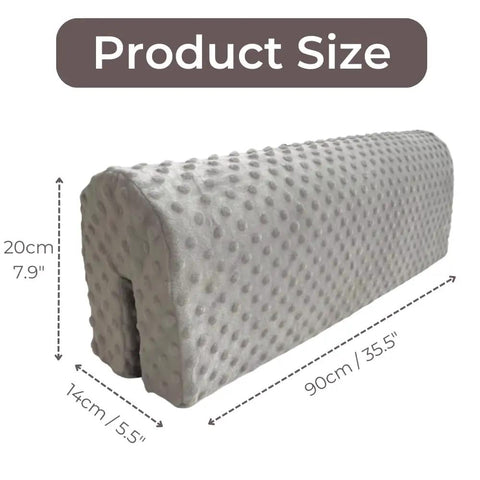 Toddler Bed Rail Bumpers Rock Solid Foam Barrier For Kiddo Bedrooms Fall Prevention Guardrail Padding No Sweat Assembly Crib Side Shield Grey Smooth Setup 3 Foot, showing size measurements.