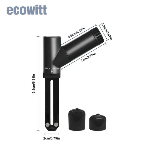 3 In 1 Soil Meter Sensor For Garden Monitoring Moisture Temperature And Electrical Conductivity Readings Sensor Only That Pairs With Gateway Or Console At 915 MHz And No Fuss WiFi Setup, black probe with caps, 13.5 cm